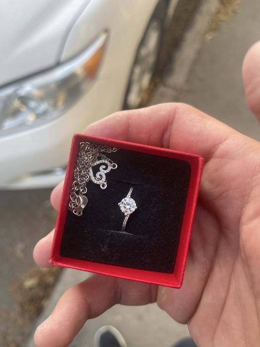 Кольцо + кулон серебро