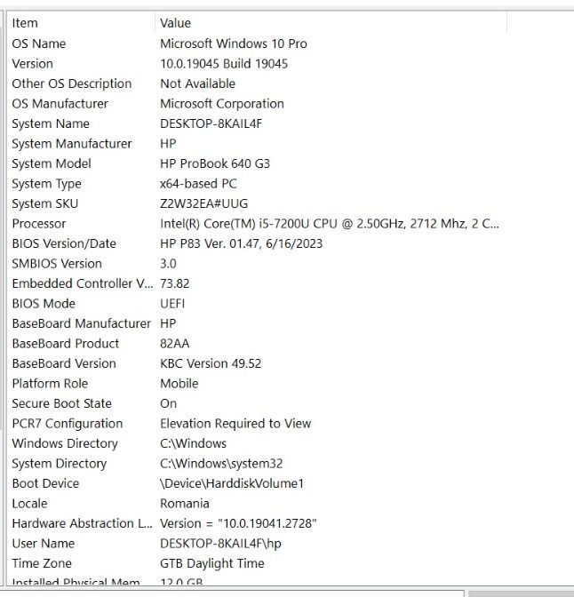 HP Probook 640 G3 İ5-7200 CPU