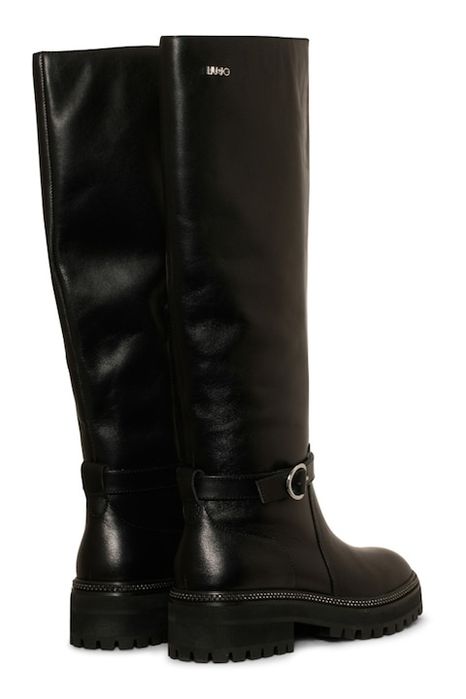 LiU JO Cizme mid-calf cu segmente de piele, Negru, 36