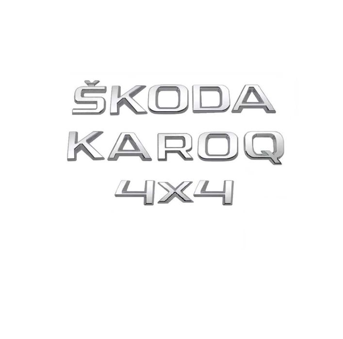 Set embleme SKODA KAROQ 4x4 / emblema stema sigla sticker inscriptii