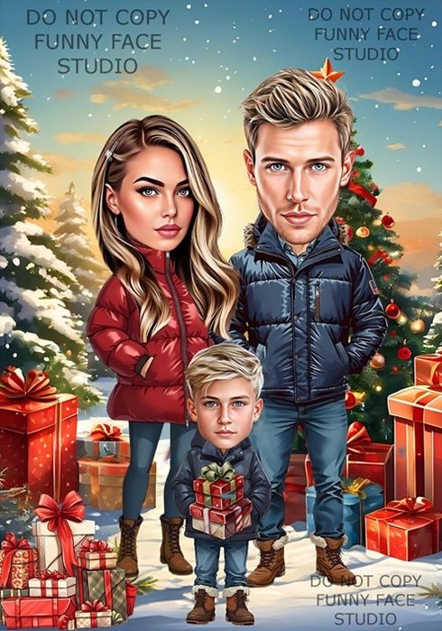 Карикатура по снимка за Коледа! Уникален подарък за любим човек!