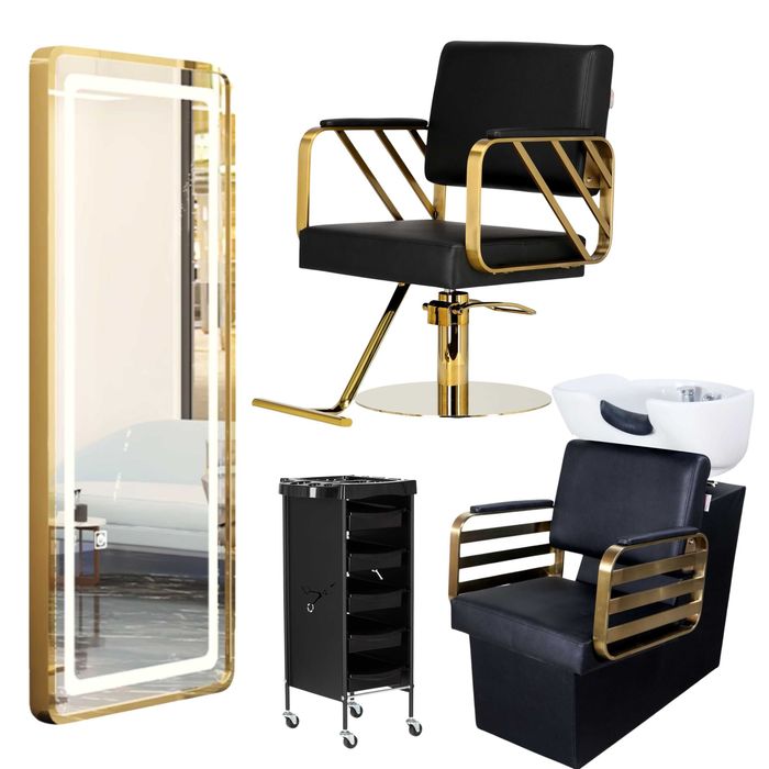 Mobilier Scaun frizerie coafor scafa ceramica Verde Negru Auriu