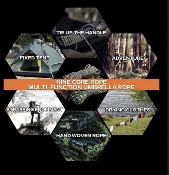 Паракорд 7 нишки 550 Paracord Cord 5  30 M Dia.4mm къмпинг оцеляване