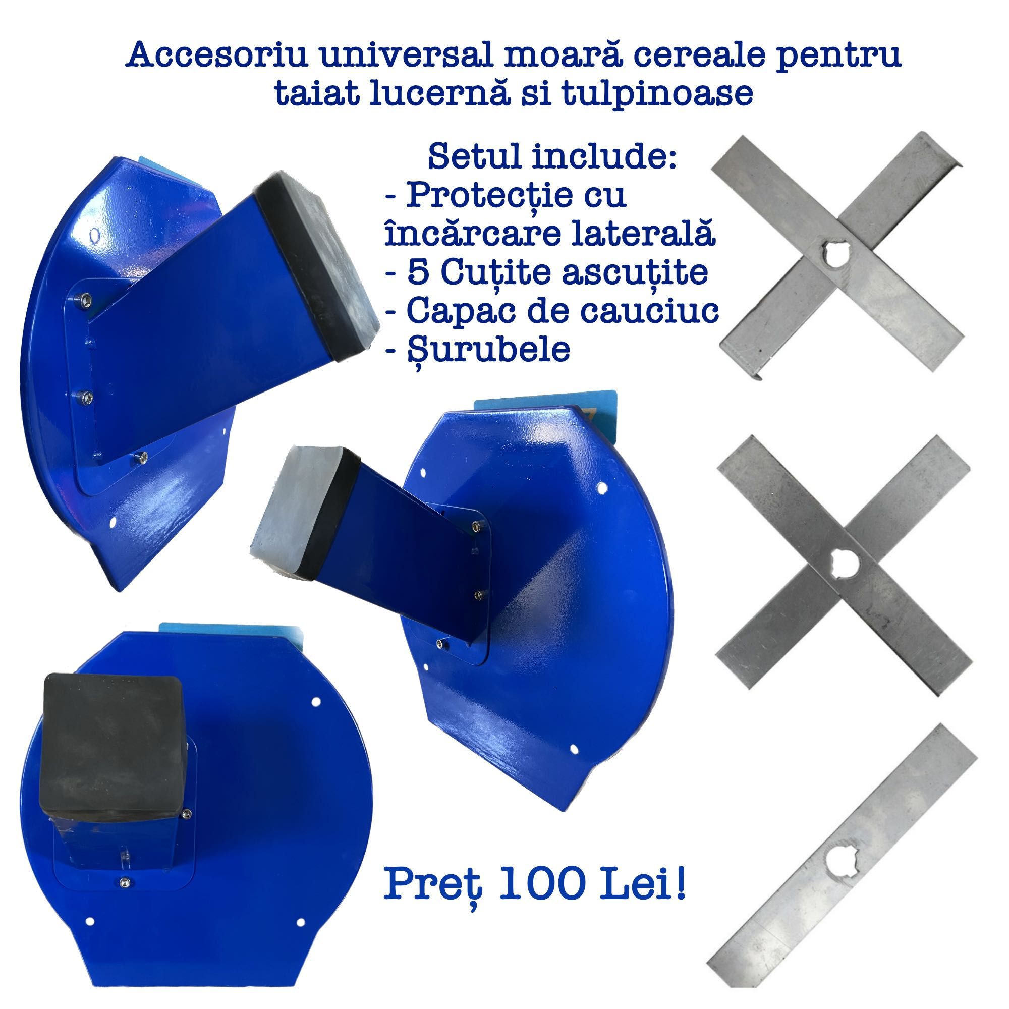 Moară cereale, știuleți, lucernă și tulpinoase, Motor 3,9KW, 230kg/ora