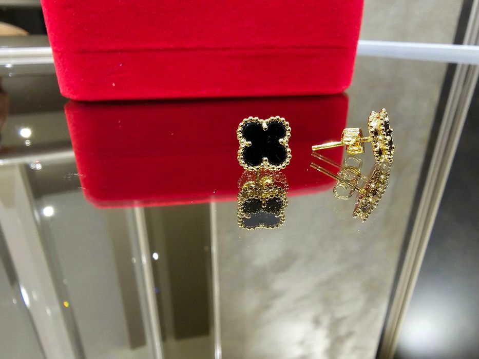 Van Cleef & Arpels VCA Gold Black Sweet Alhambra Clover Дамски Обеци