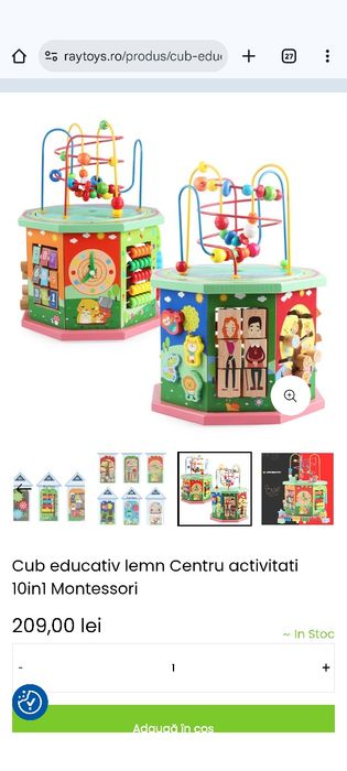 Cub educativ din lemn 10 în 1