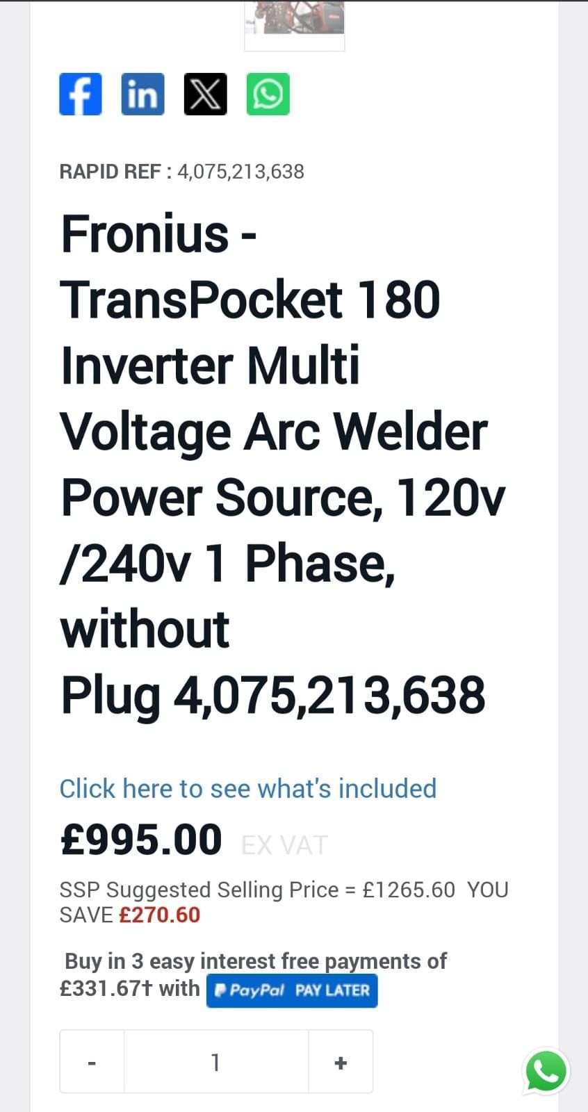 Fronius Transpocket 180 NOU,aparat de sudură inverter
