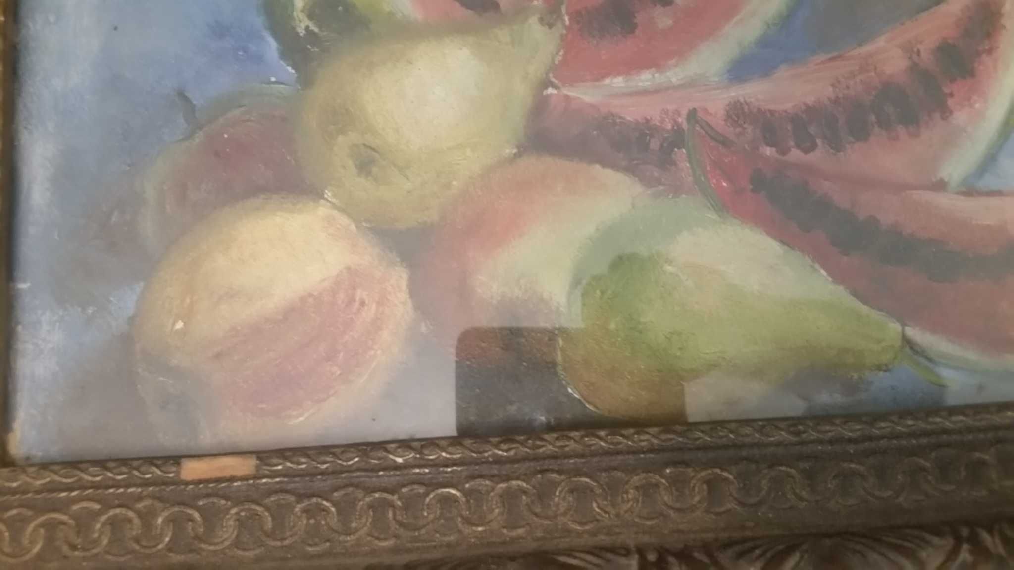 Tablou (pictura) ulei pe carton-"Fructe" - anii 1930.Reducere !