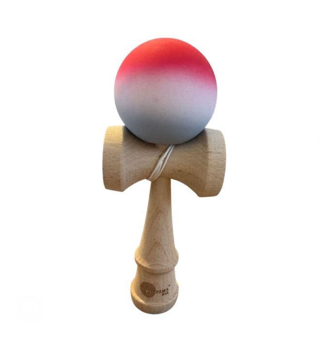 Kendama premium din lemn cu bilă gradient roșu-alb-albastru, cauciucat