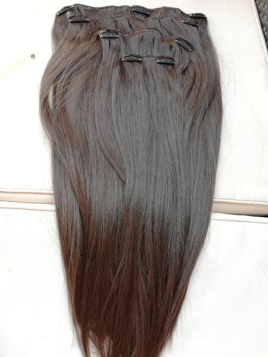 Естествена коса втора ръка 60см кестенява 100гр