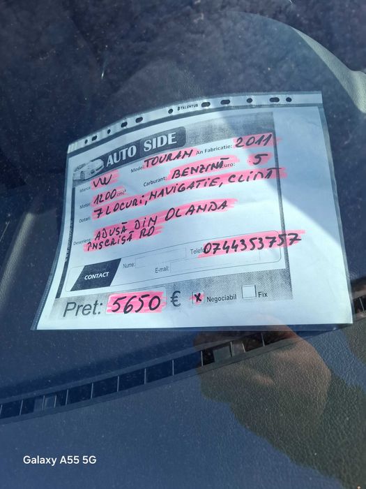 Vw touran 1,2 benzina, an 2011, 7 locuri, adus din Olanda,inscrisa