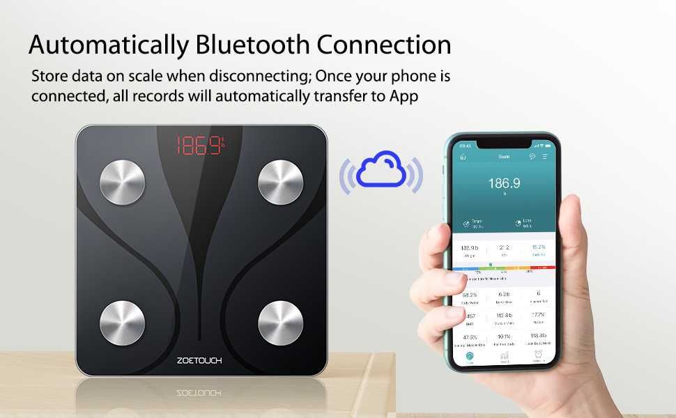 Смарт везна анализатор ZOETOUCH Bluetooth Body Fat Scale