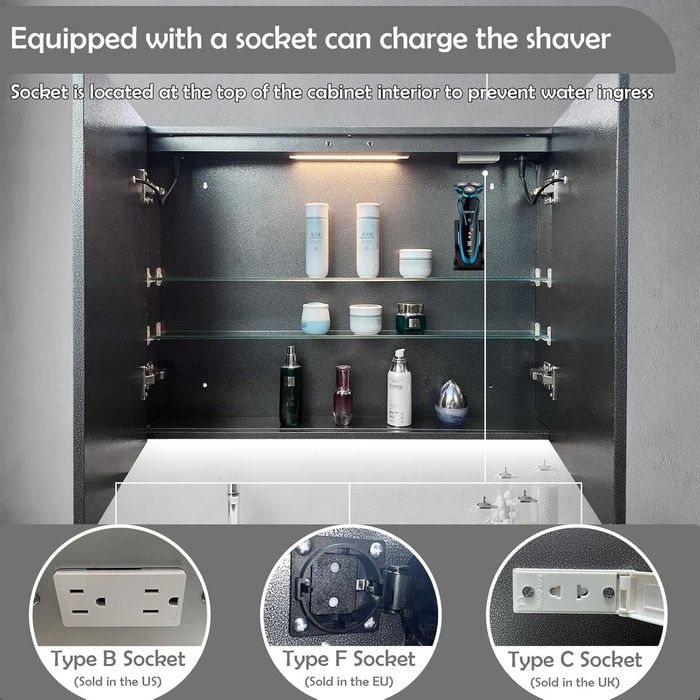 Dulap baie cu Oglinda + antiaburire+ LED+ priza, REDUS de la 1650RON