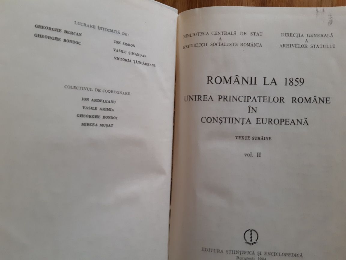 Românii la 1859 - culegere de texte din epocă - sec XIX