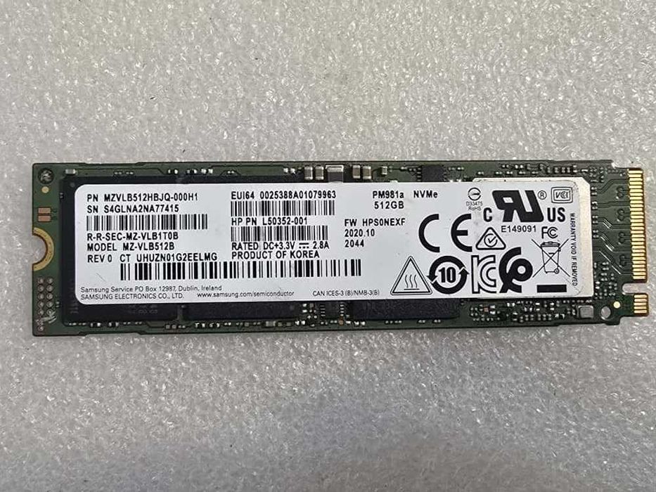 Solid-State Drive (SSD) Samsung 256GB ,PCIe 3.0, PM991 2280 NVMe