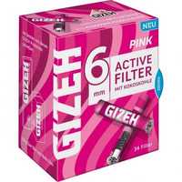 Filtre tutun Gizeh Extra Slim 6mm roz negre Carbon activ