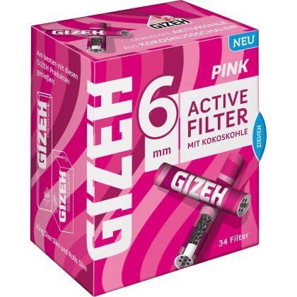 Filtre tutun Gizeh Extra Slim 6mm roz negre Carbon activ
