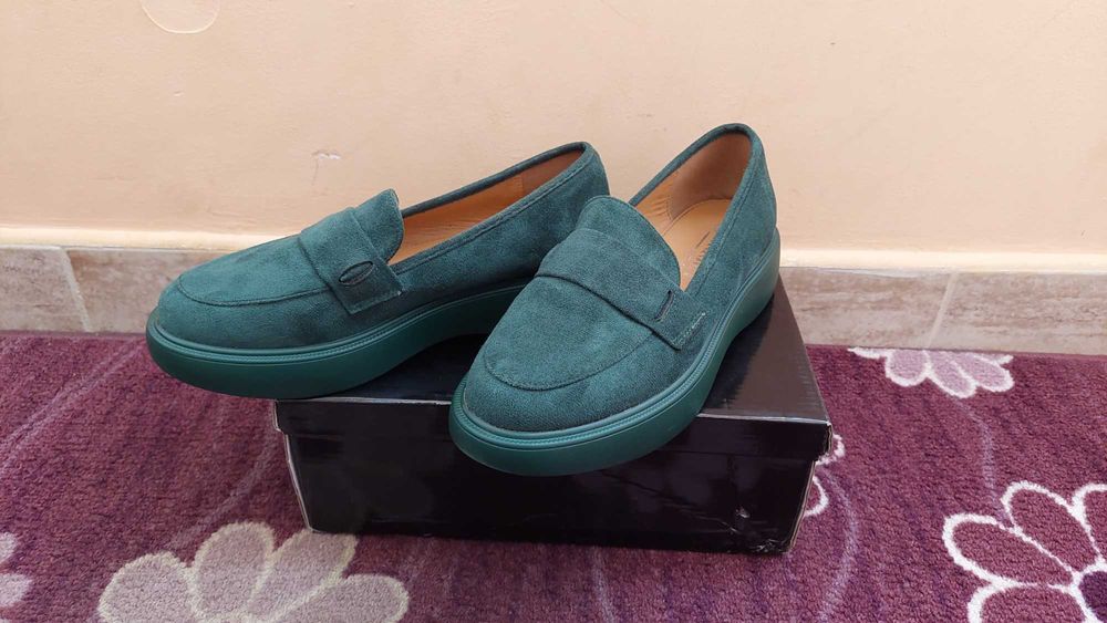 Зелени  дамски мокасини