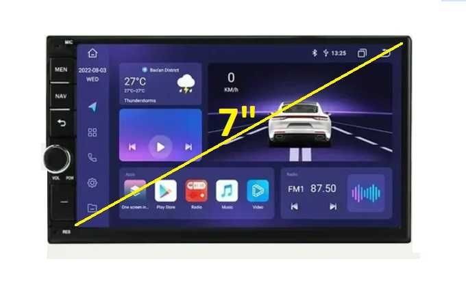 Мултимедия 7" Android 12 2GB RAM 32 GB GPS RDS двоен дин 2 DIN Carplay