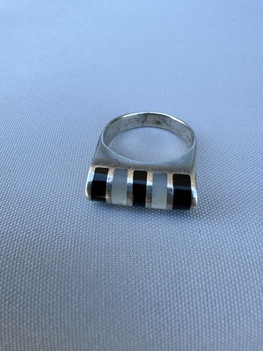 Inel argint, sidef si onix