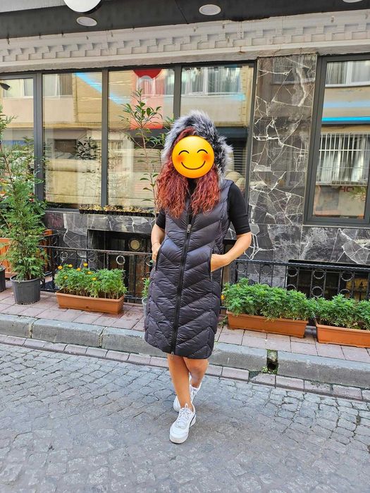 Vesta Lunga cu gluga cu blana naturala