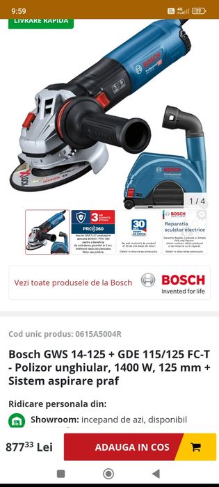 Bosch GNF 35 CA cu aspirator + flex cu adaptor aspirator.