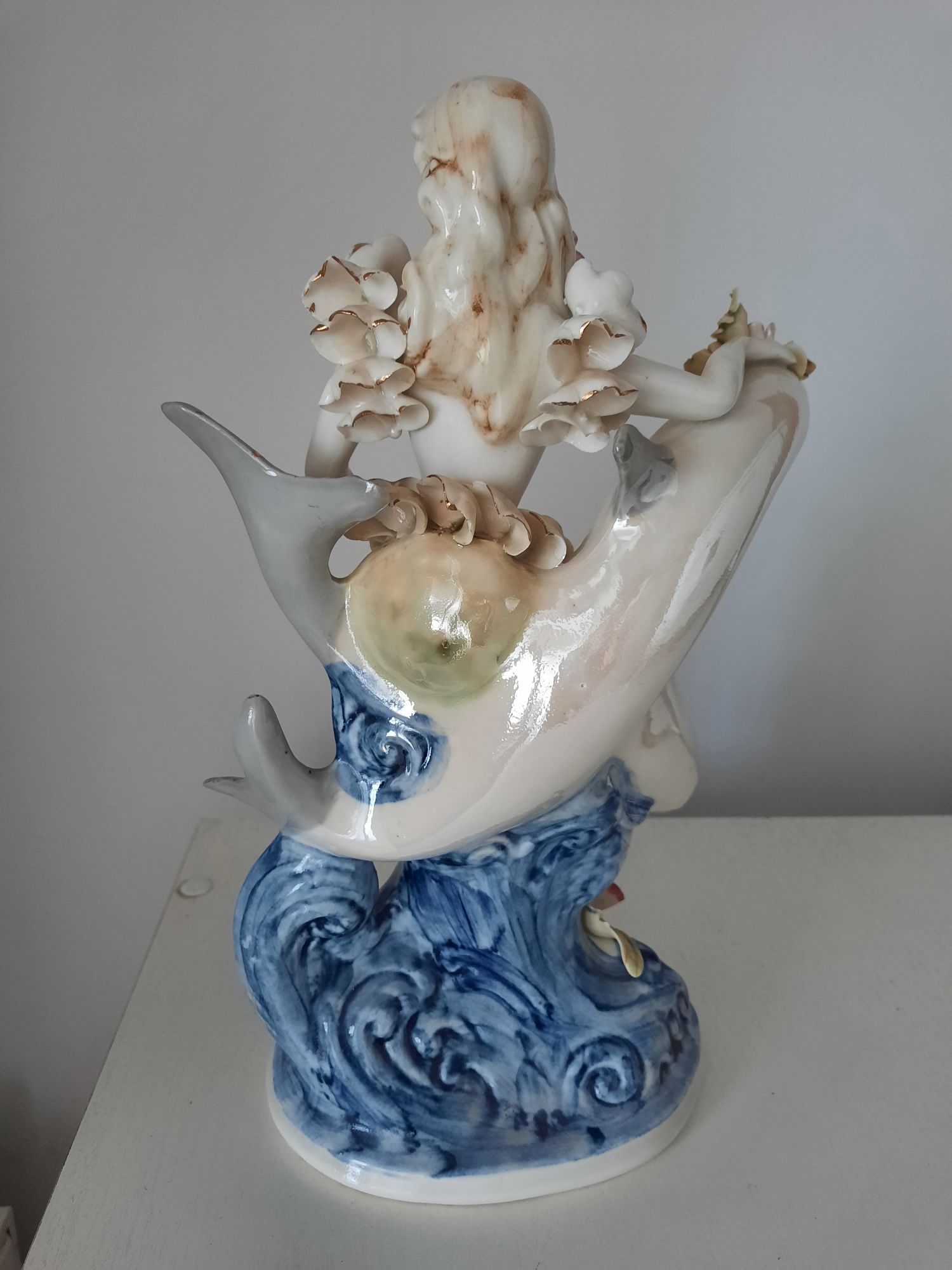 bibelou sirena cu delfini manufactura Romania Alba Iulia mare-28 cm