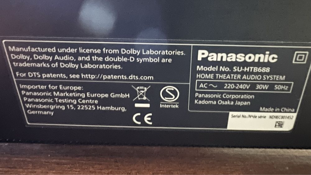 Sistem sunet soundbar Panasonic HTB688, 3.1 300W, Bluetooth , Wireless