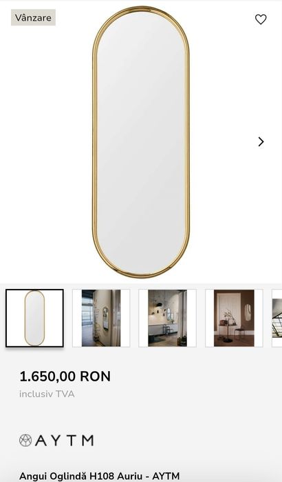 Oglinda aurie de perete, baie, living, dormitor.