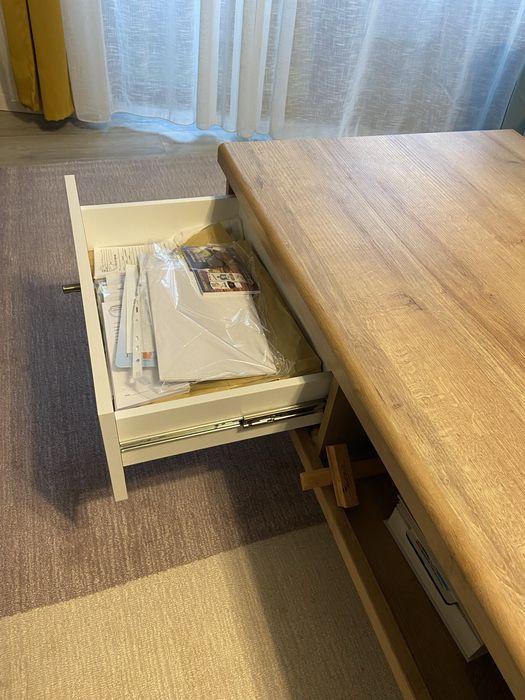 Măsuță de cafea „NORWAY” – modernă, stejar Nebraska / alb, ca nouă