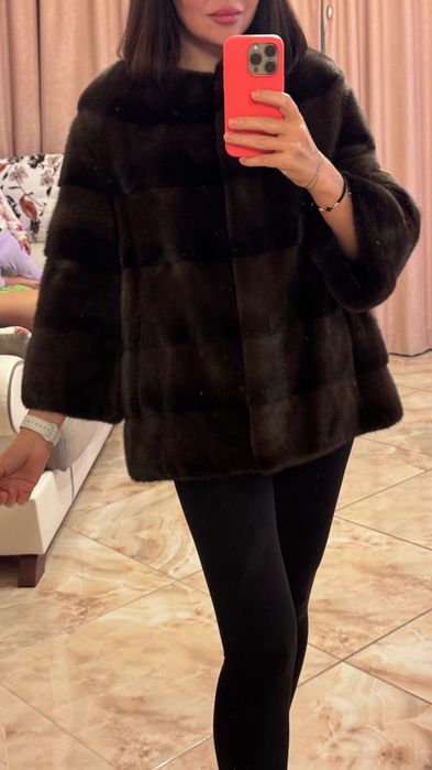 #92 Късо палто от норка.Визон.Яке от норка.Естествена кожа с косъм.