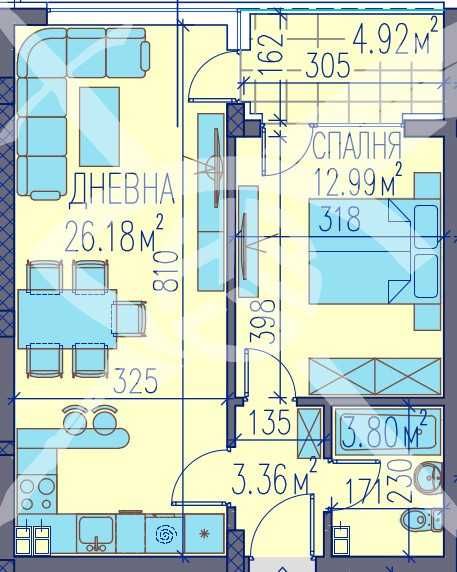 Двустаен апартамент Изгрев 425-15485