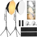 Kit lumini studio foto lampi led telecomanda Softbox Stative 135 W