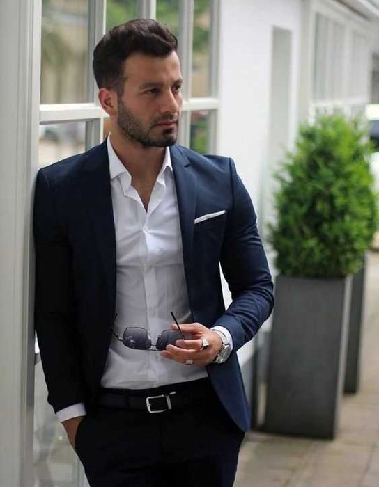 Sacou slim 48 M premium Cinque NOU lana super 100's albastru