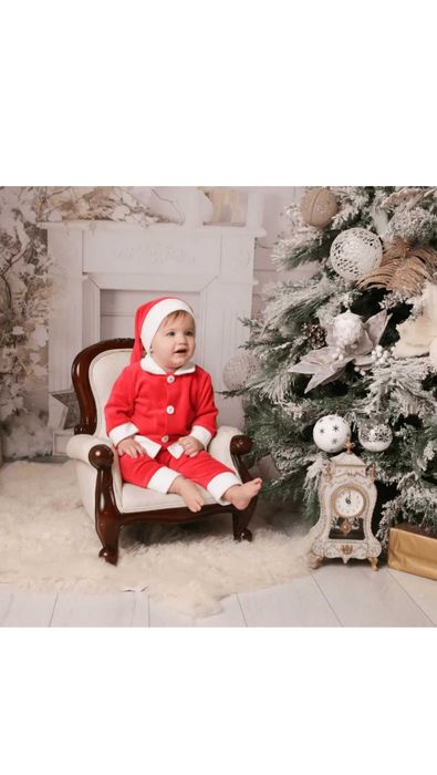 Costumas comfortabil Mos Craciun 9-18 luni