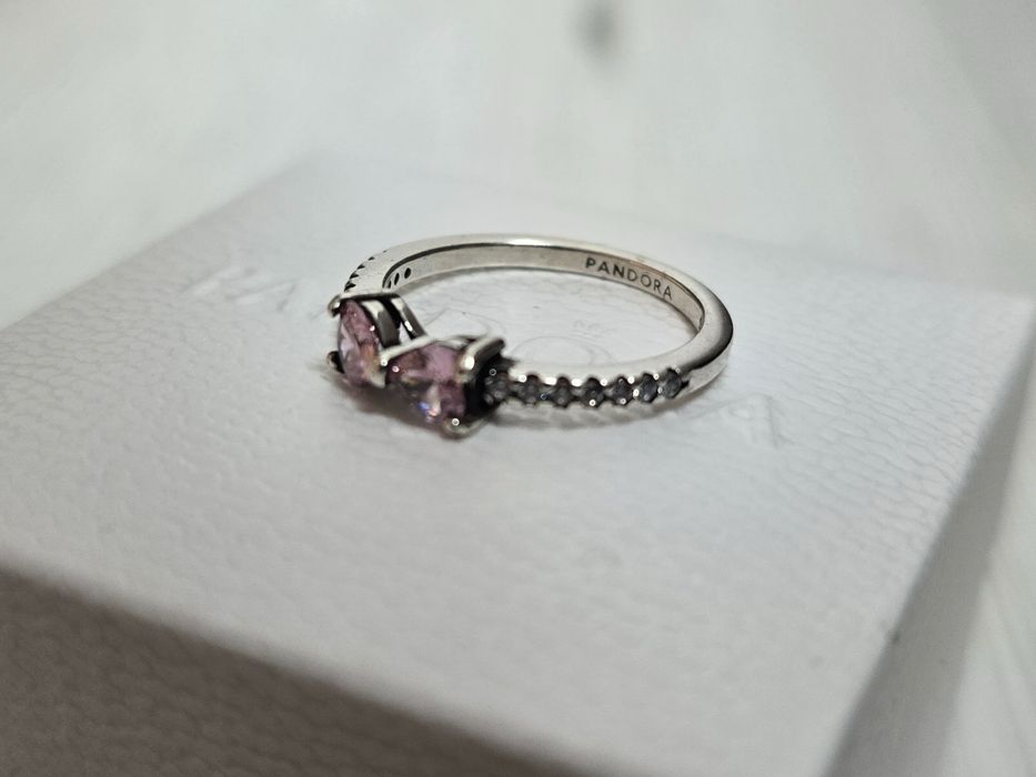 Inel Pandora silver fundita roz
