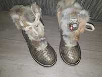 Нови! Естествена кожа ботуши New Italia Shoes, бежови!