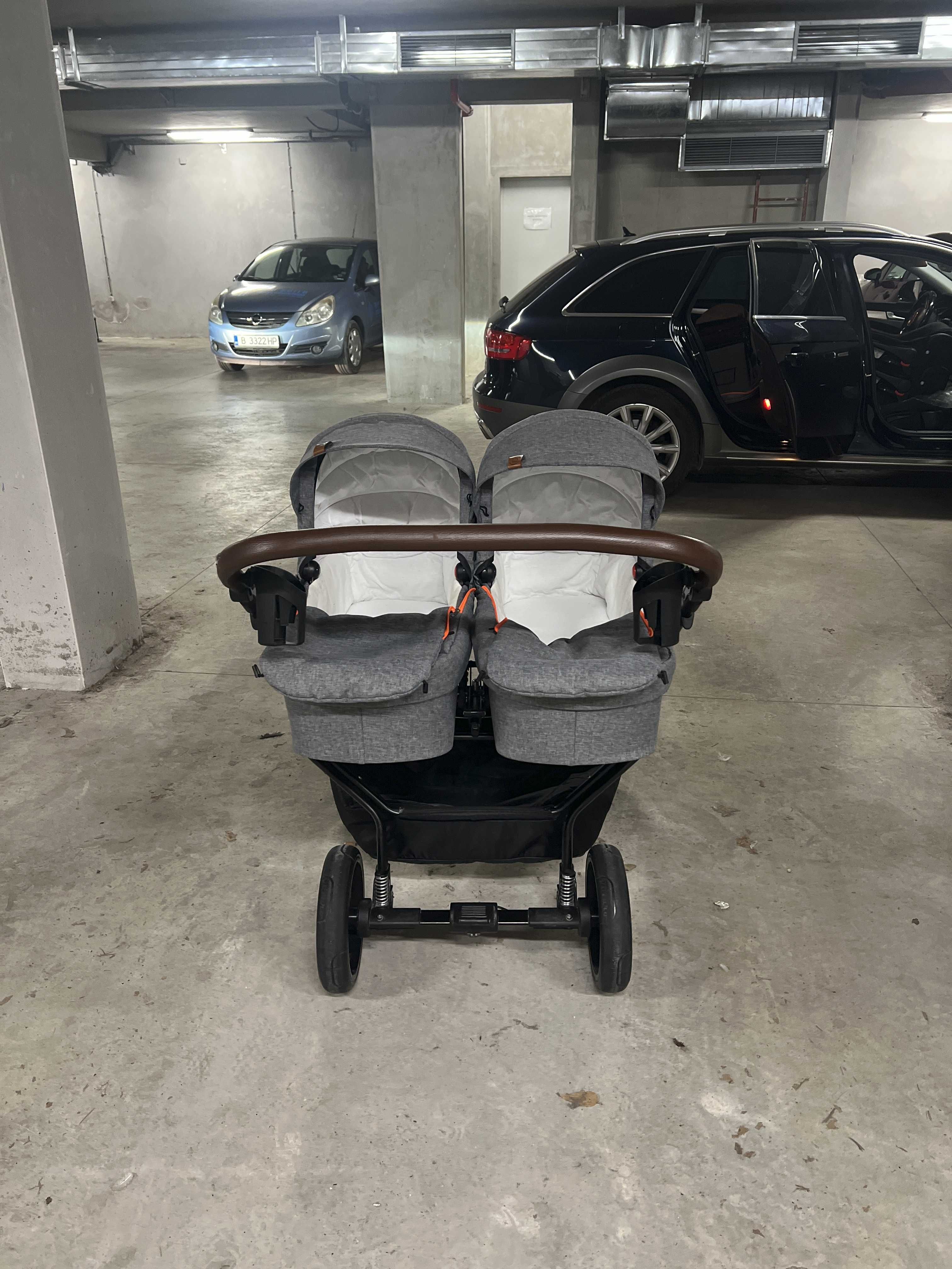 Комбинирана количка за близнаци 3в1 Dorjan - Quick Twin, светлосива