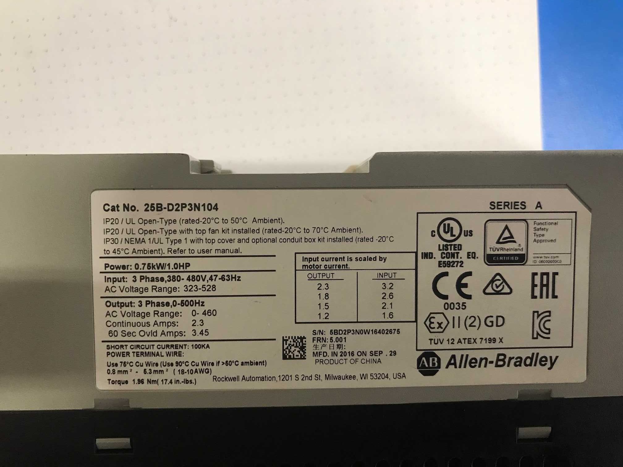 Честотен регулатор(инвертор) Allen-Bradley 0,75кw/400V Power Flex 523