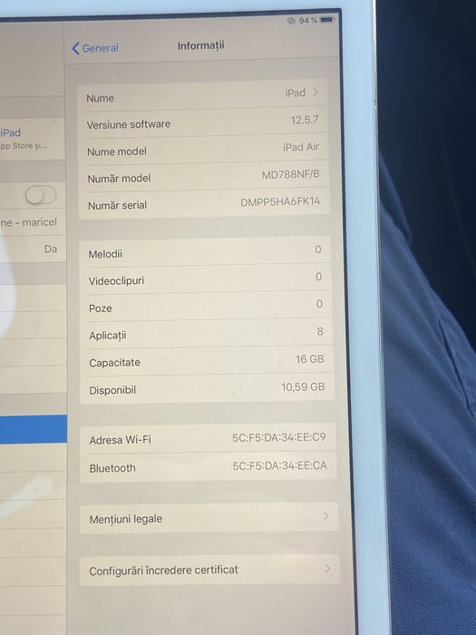 Vand tableta ipad air