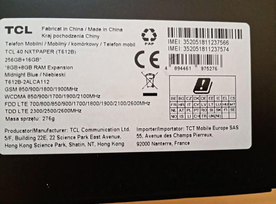 Продавам нов телефон TCL 40 NxtPaper 4g 

6.78"

1080x2460 pixels
