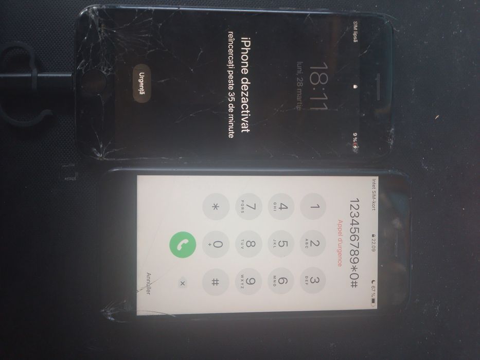 vând 2 telefoane iPhone 7 display spart