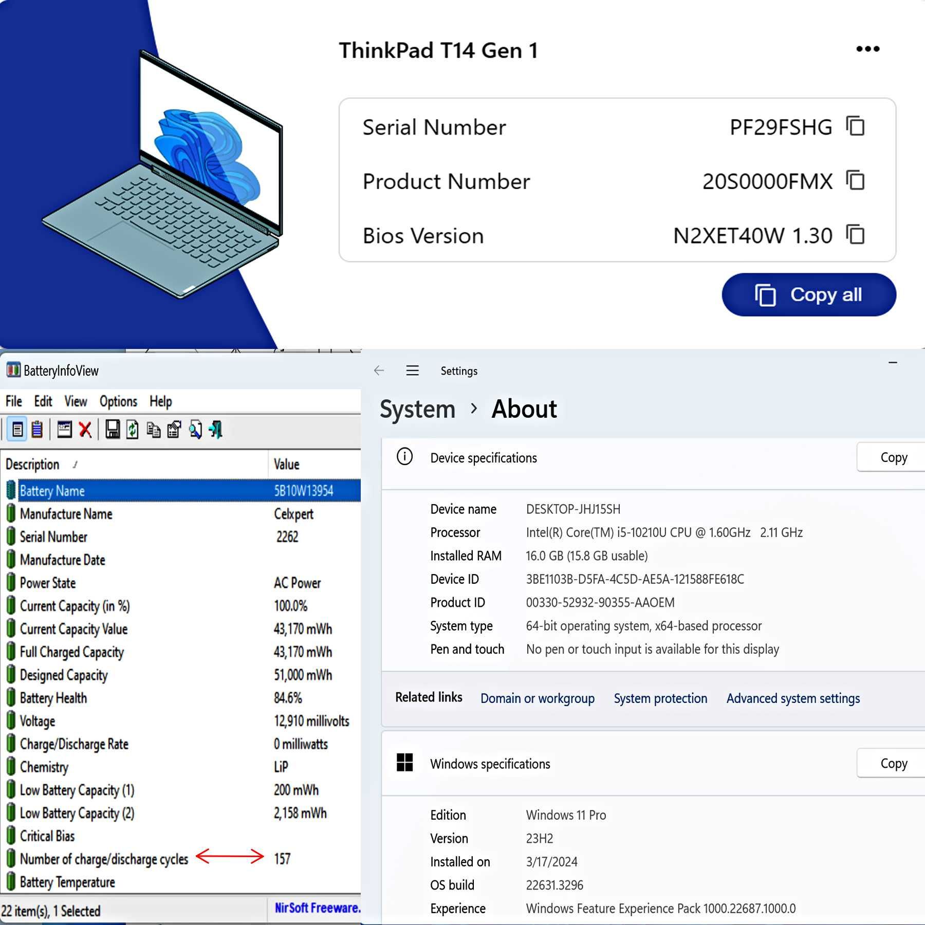 Lenovo ThinkPad T14,,i5-10210U,16 RAM,256 SSD