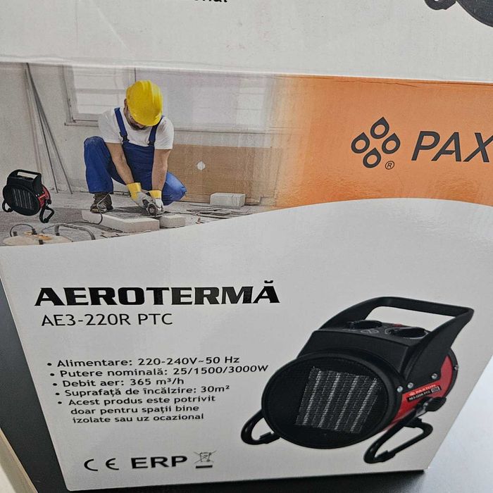 Aeroterma electrica,2 trepte,3kW,termostat,protectie la supraincalzire