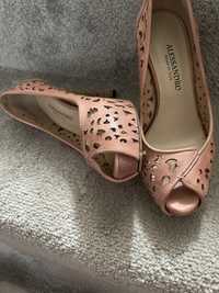 Pantofi piele naturală roz somon