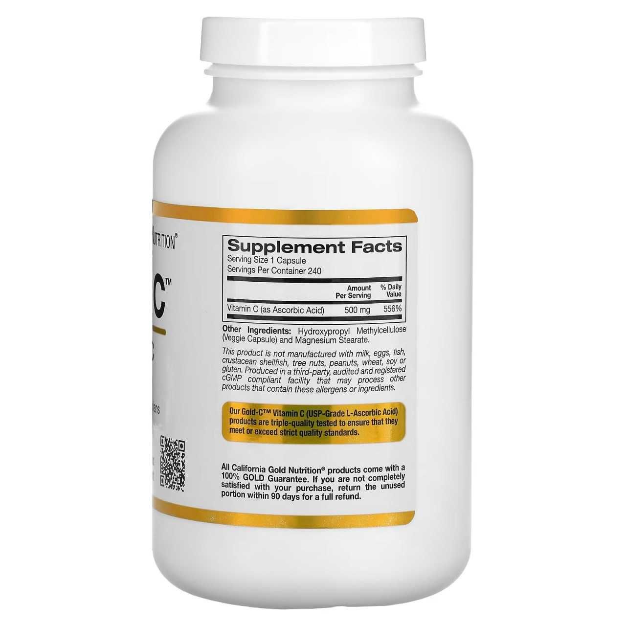 Витамин С 500мг. Vitamin C 500mg. 240 капсул. California Gold