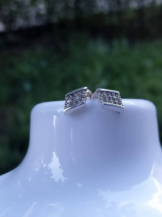 Cercei din argint de 925 cu pietre albe