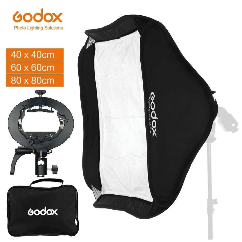 Софтбокс Godox 40х40 60х60 80х80 для на камерных вспышек + адаптер S2