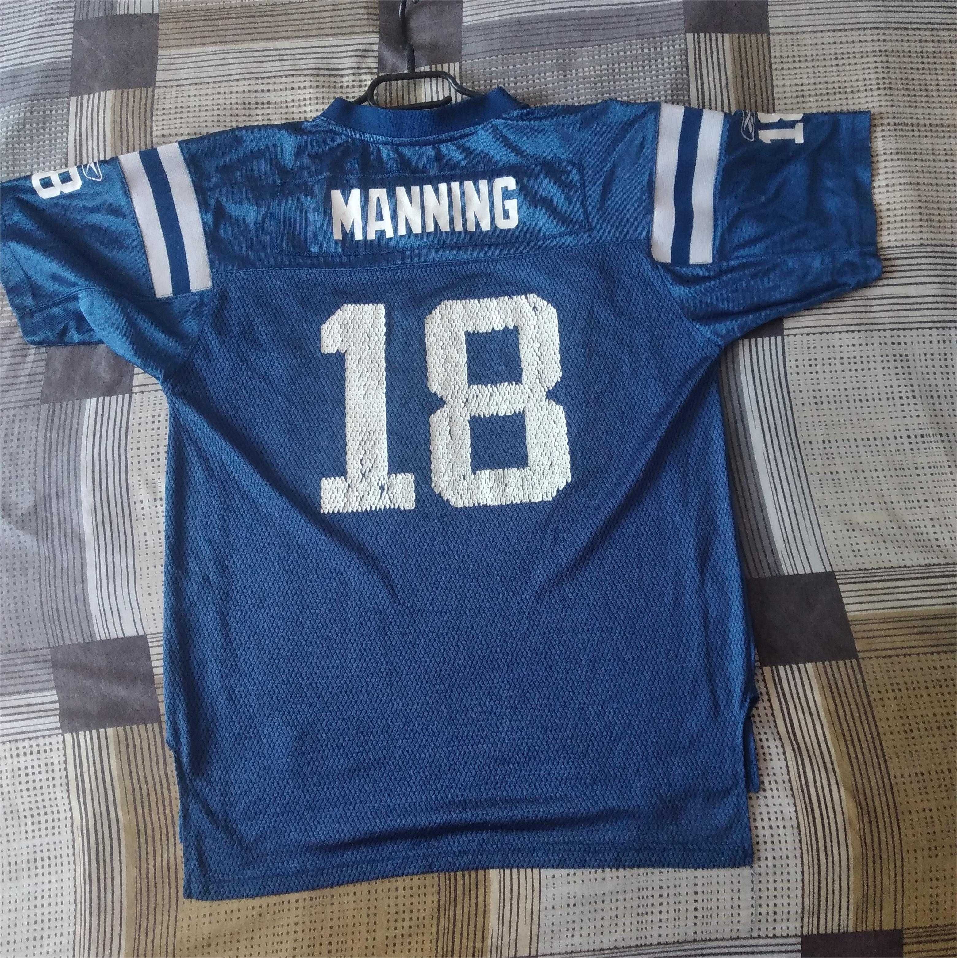 NFL Reebok Мъжка Тениска Jersey Юноши XL Manning Американски Футбол