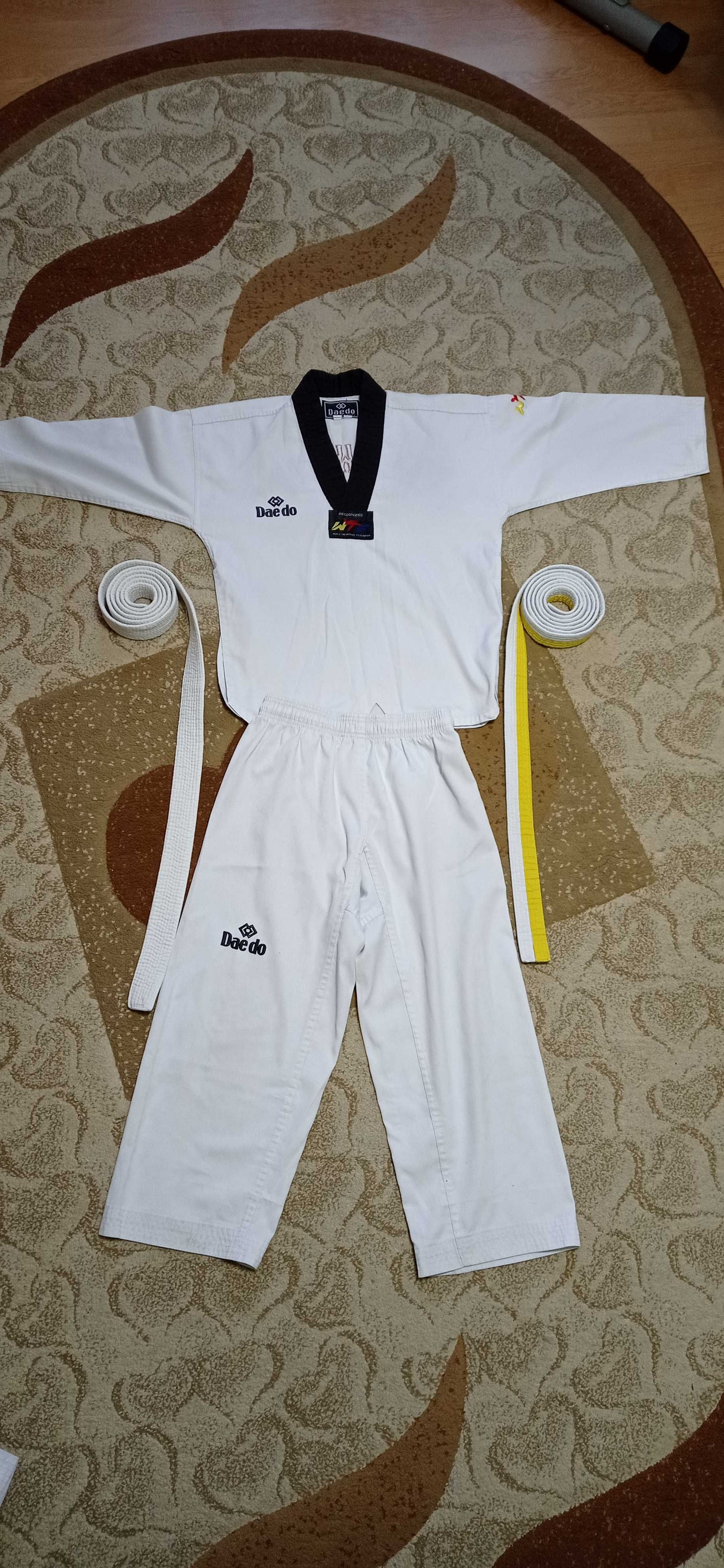 Kimono/Dobok Taekwondo alb pentru copii 6-9 ani